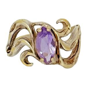 Vintage Light Purple Amethyst Marquise Ring Size 7.5 925 Sterling Silver